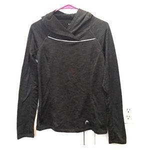 Hooded long sleeve grey workout shirt